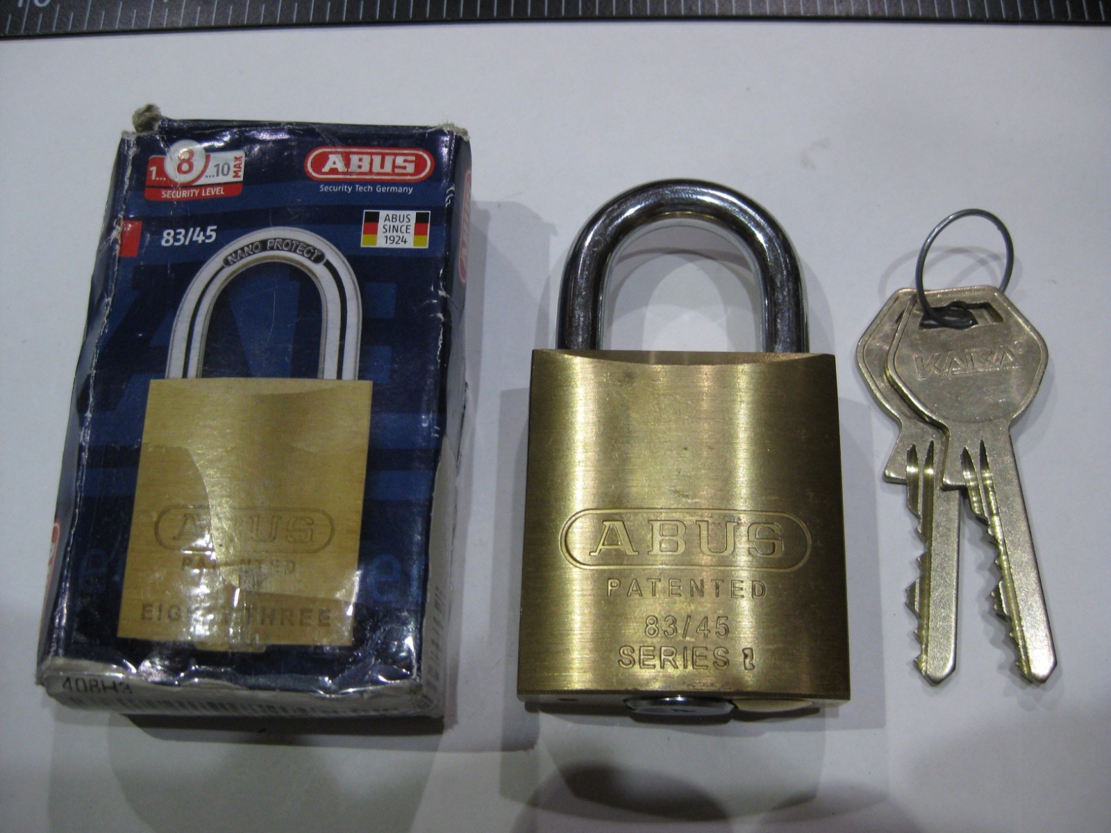 Kaba Cylinder in a New Abus 83/45 Padlock w/ 2 Keys. High Security.