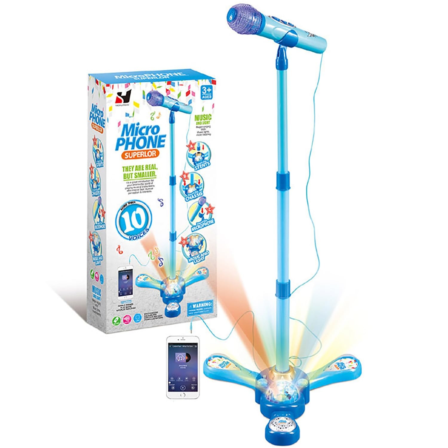 Karaoke Machine with Adjustable Stand,Microphone Music Sing Along with Flashi...