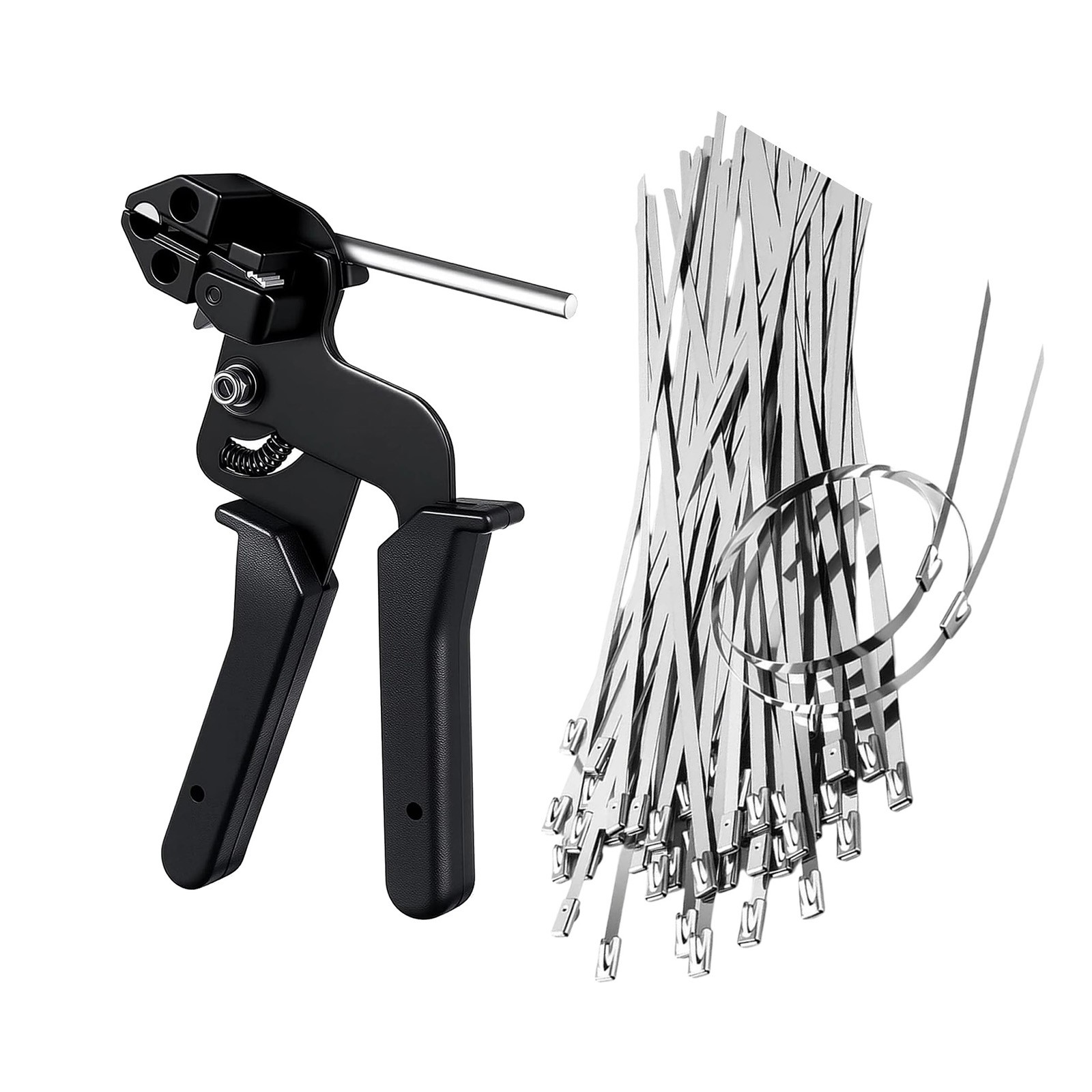 Tie Gun Stainless Steel with 100pcs Zip Ties 7.87in Fastening Tool Rustproof