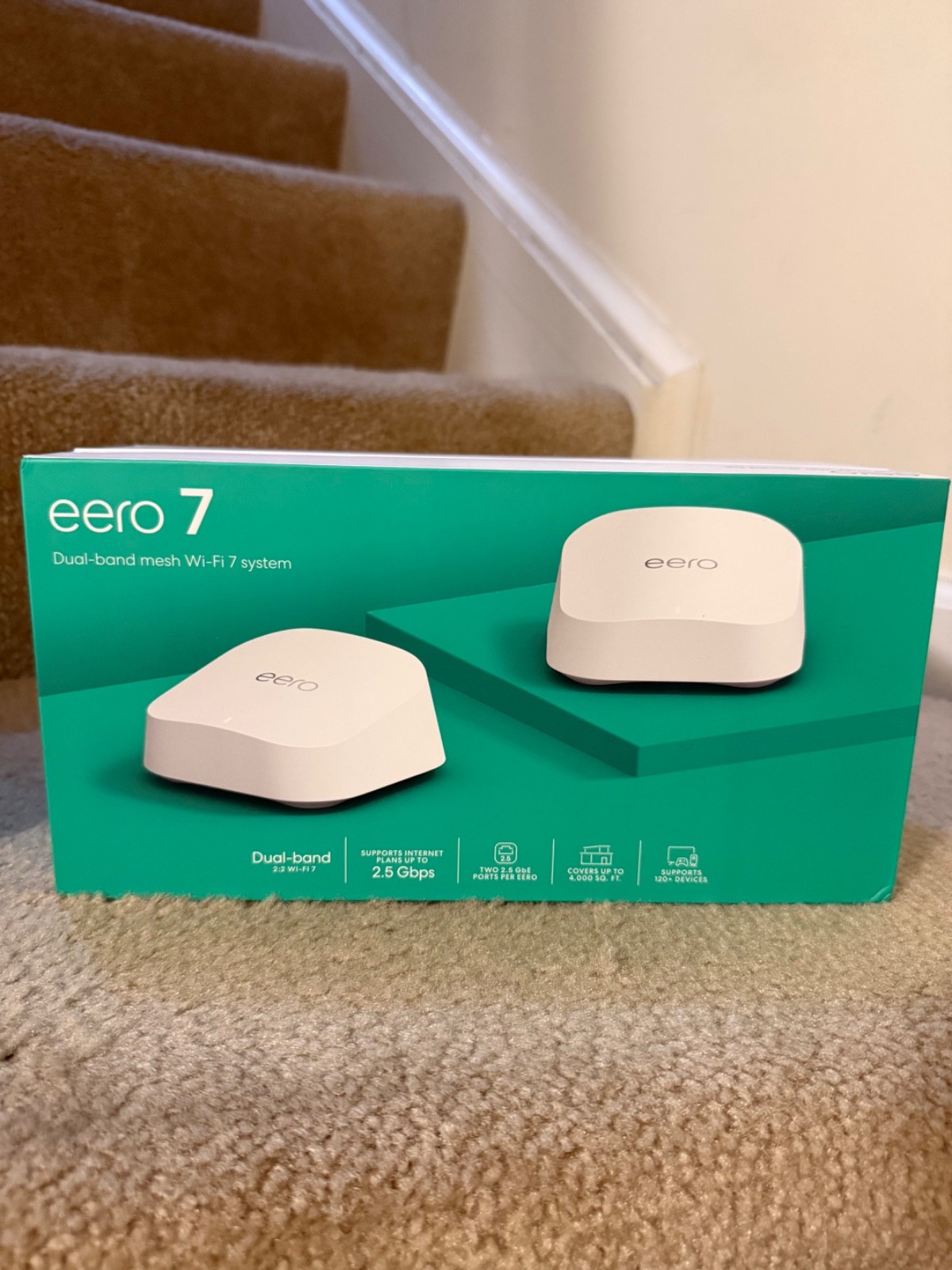 Amazon eero 7 Dual-Band Mesh Wi-Fi 7 System (2-Pack), Up to 2.5Gbps, 4,000 sq.ft