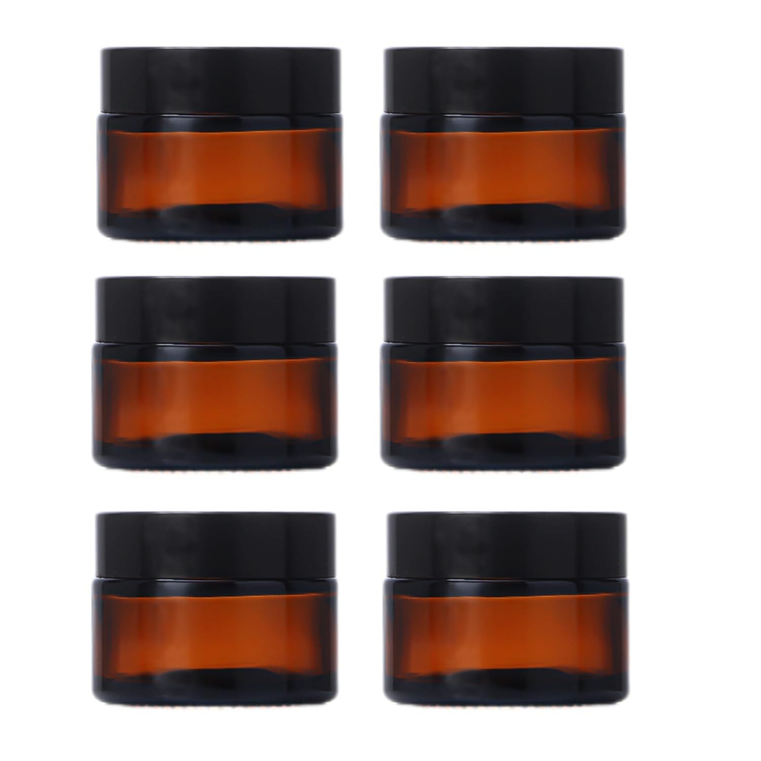 6Packs 0.5Oz Amber Glass Cosmetic Jars Small Makeup Sample Containers Leak Pr...
