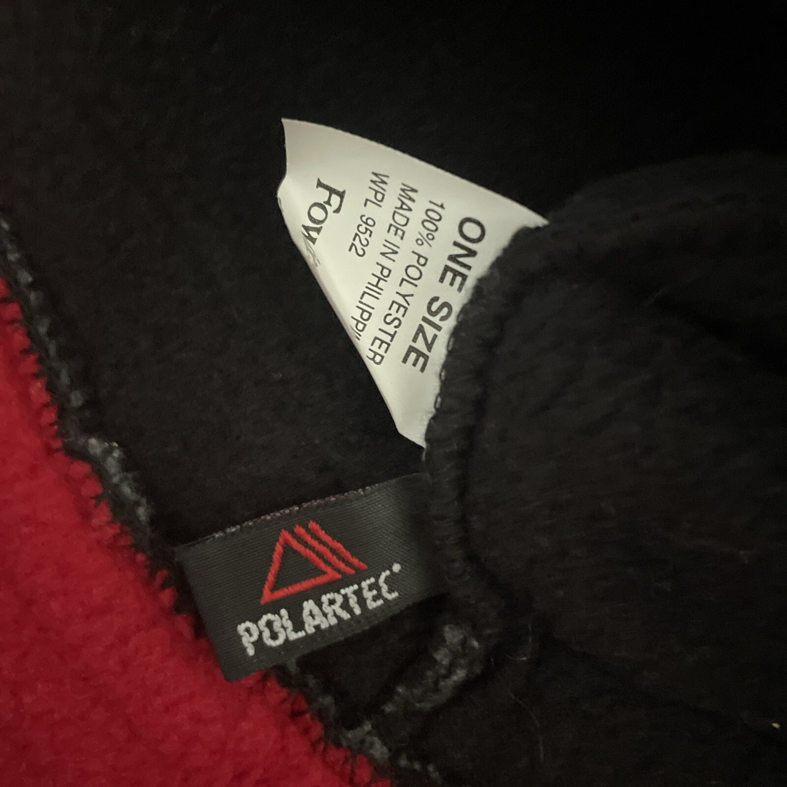 Polartec Black Red Fleece Winter Bucket Hat 100% Polyester Very Warm