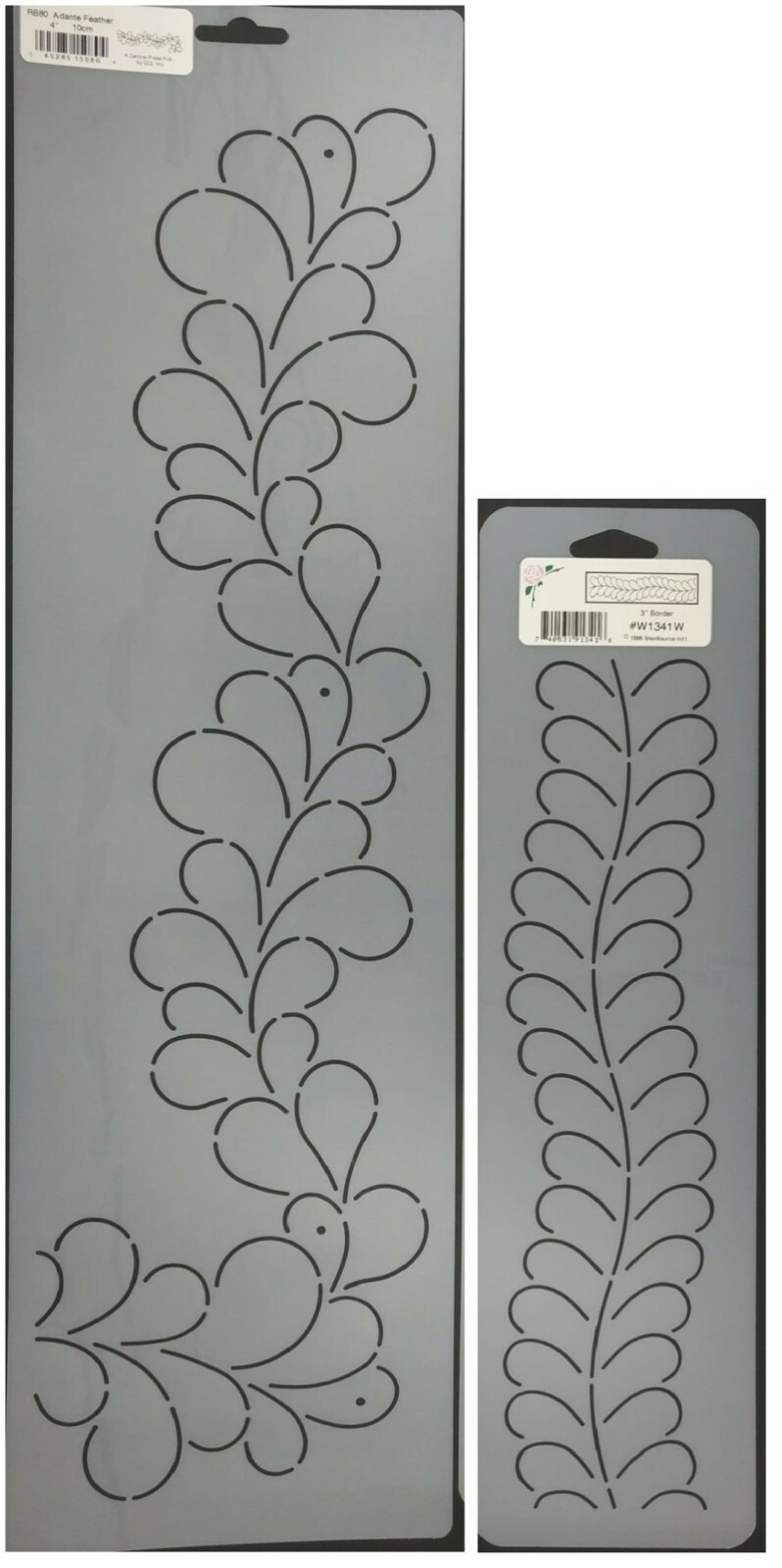 Quilting Stencils Adante Feather Border Set of 2 Quilt Pattern Corner Templates