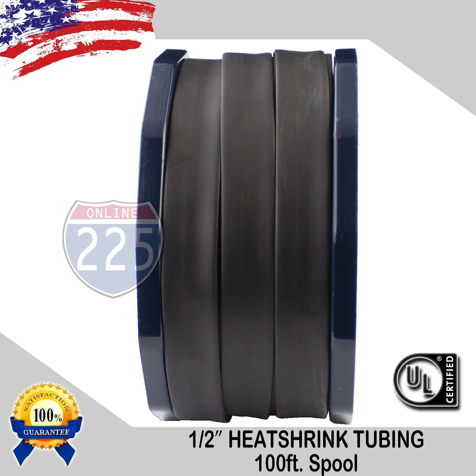 1/2" 100 FT. 100 Feet BLACK 13mm Polyolefin 2:1 Heat Shrink Tubing Tube Cable UL