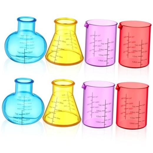 8 Pcs Science Measuring Flask Set for Kids, Graduated Cylinder 30ml Plastic