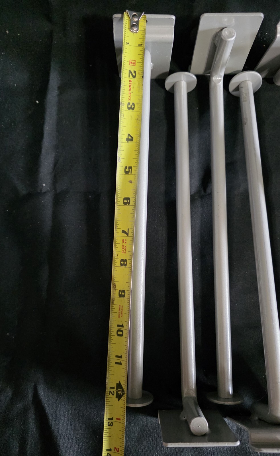 9 Slat wall Round Hanger Hooks Steel 12" 1`2.5mm Diam. Grey 3 1/2 x 2" Base