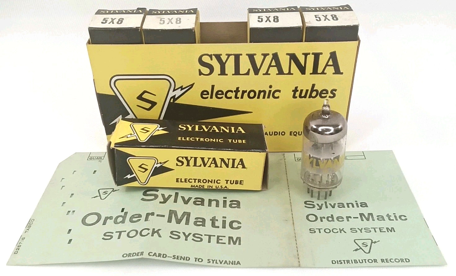 Vintage 1950s Sylvania Electron Tube Model 5X8 With Original Box Set Of 5