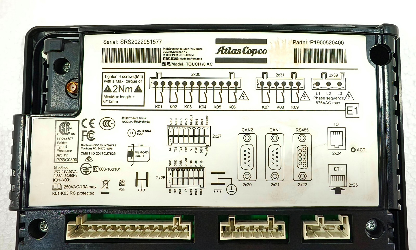 ATLAS COPCO MK5S TOUCH DISPLAY CONTROLLER P1900520400
