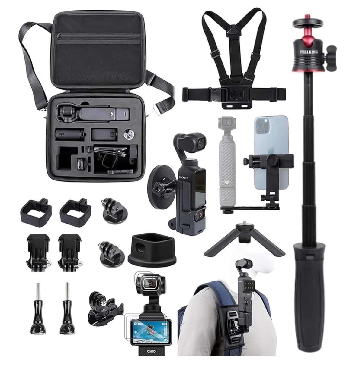 PellKing Accessories Kit for Osmo Pocket 3, Including Carrying Case