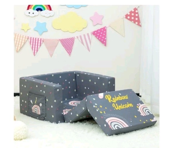 ALIMORDEN 2-in-1 Flip Out Comfy Toddler Couch, Lovely Kids Chair Convertible...