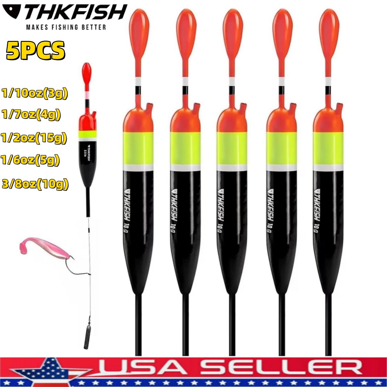 5pcs Fishing Bobbers Fishing Floats And Bobbers Slip Bobbers For Fishing Red NEW