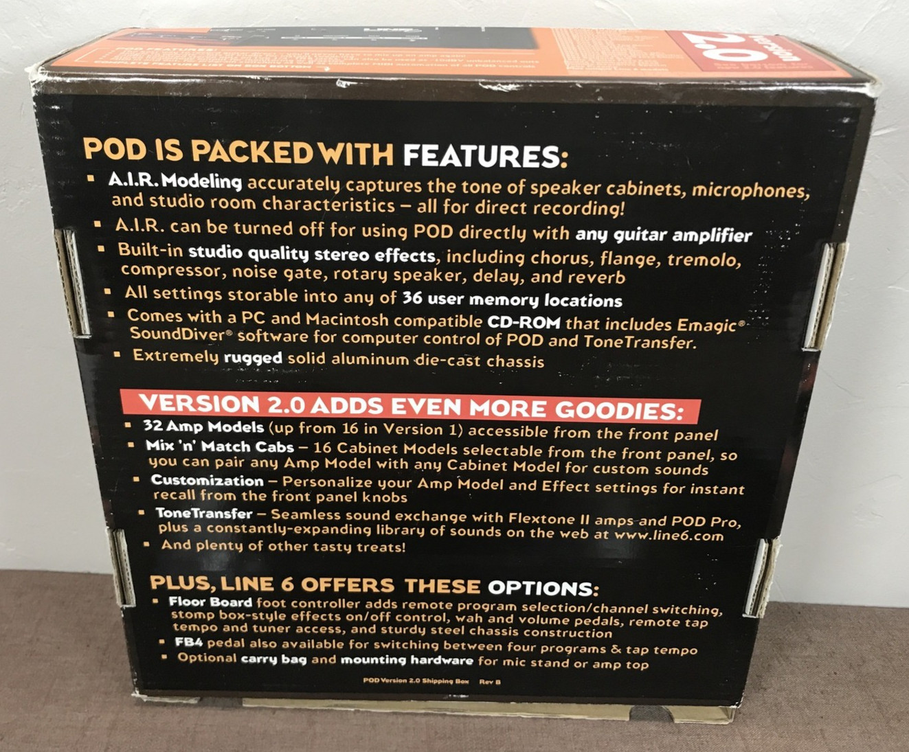 Tested Line 6 POD 2.0 Amp Modeler Multi-Effects Processor w/ Box PSU Manual CD