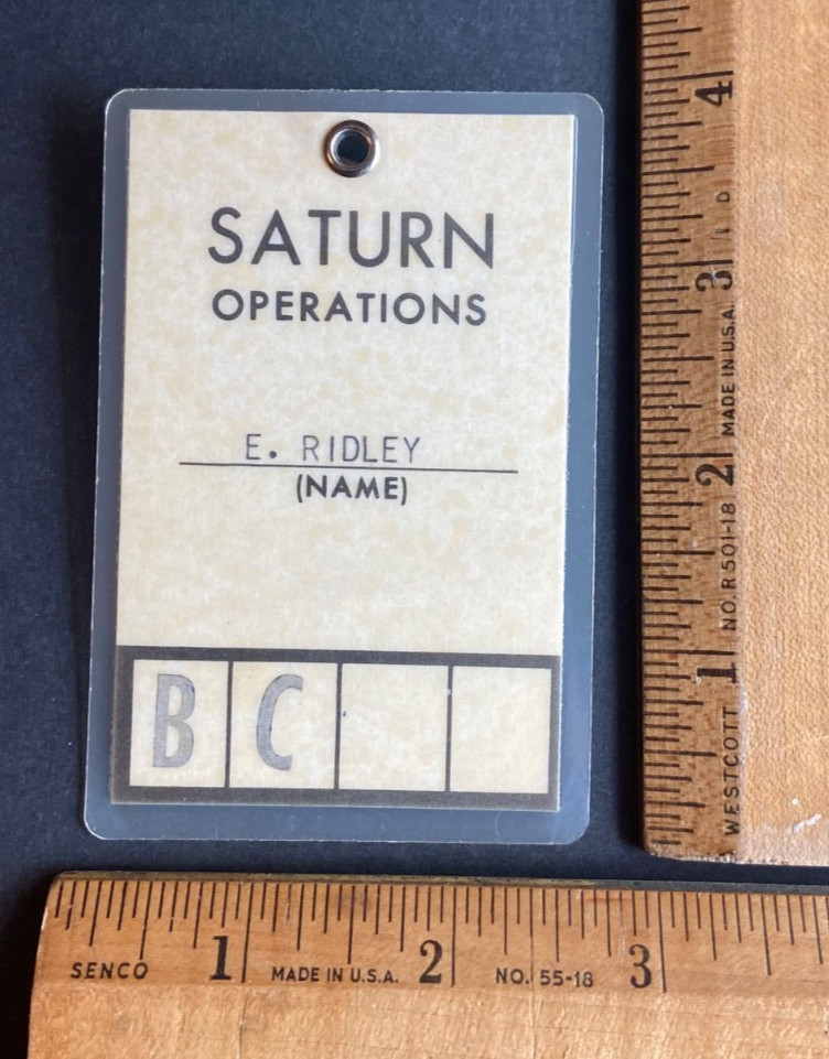 Original 1960-70s NASA APOLLO SATURN OPERATIONS Employee Access Badge #000646