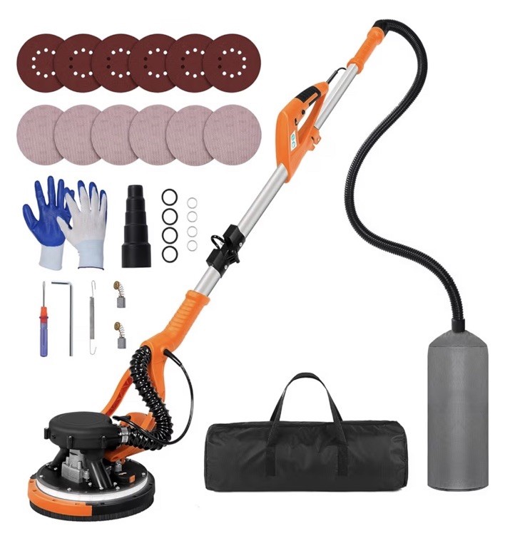 Electric Handheld Drywall Sander with Accessories, Sanding Discs & Carry Bag