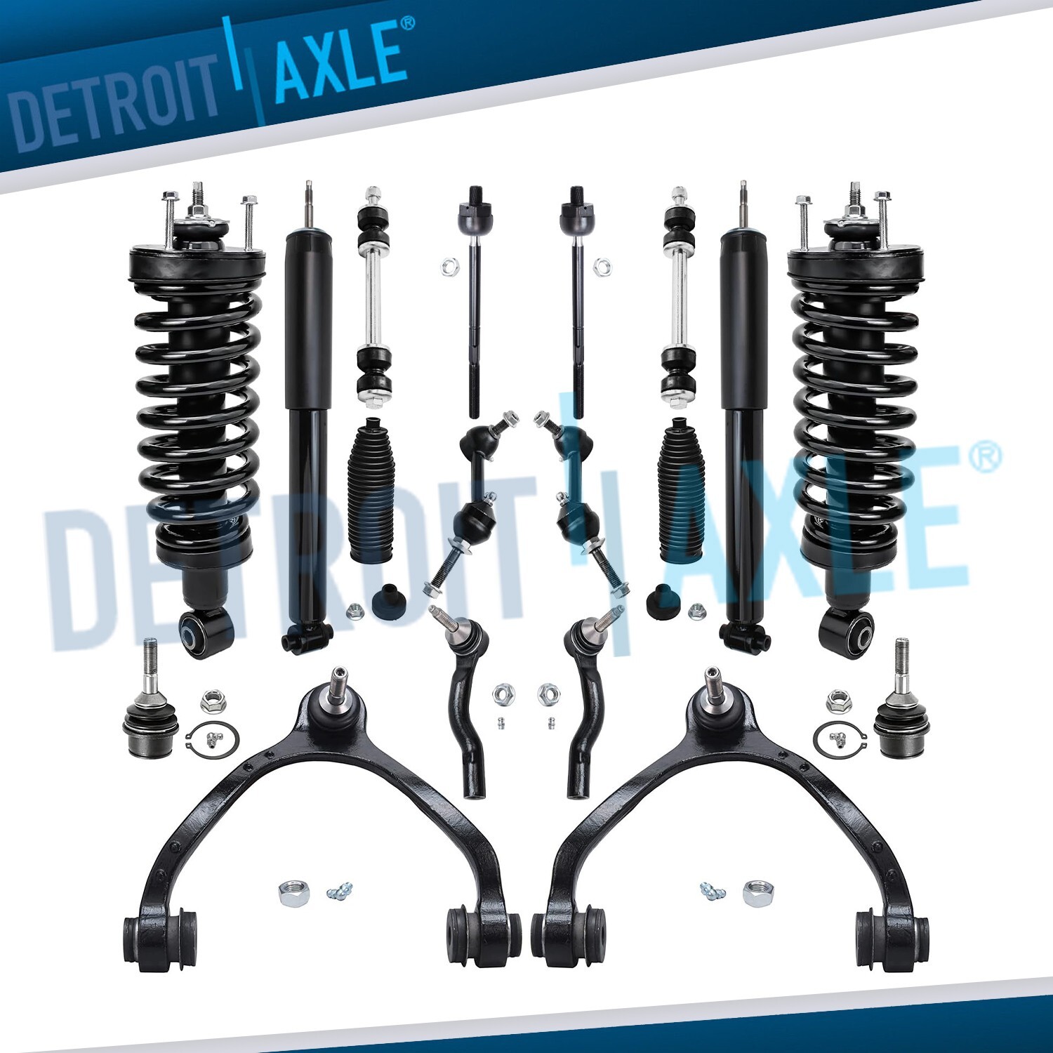 18pc Front Strut Rear Shock Upper Control Arm Kit for 2003-2011 Lincoln Town Car