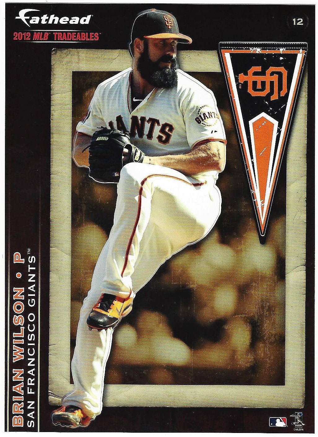 BRIAN WILSON SAN FRANCISCO GIANTS FATHEAD TRADEABLES REMOVABLE STICKER 2012 #12