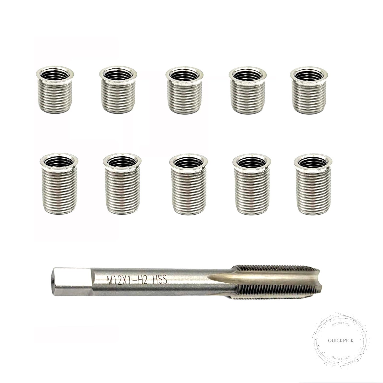 1 Set Spark Plug Thread Repair Replacement Kit, Stainless Steel M10x1.0mm Insert