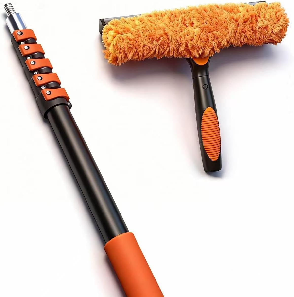 26FT Window Cleaning Kit, 2-In-1 Squeegee with 5-20FT Telescoping Pole & Flip-Lo