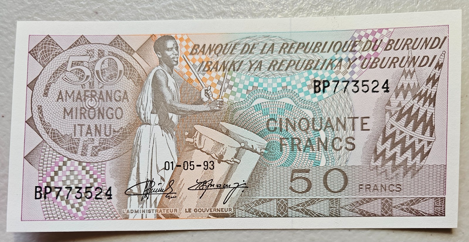 Burundi 50 Francs 1993 Unc
