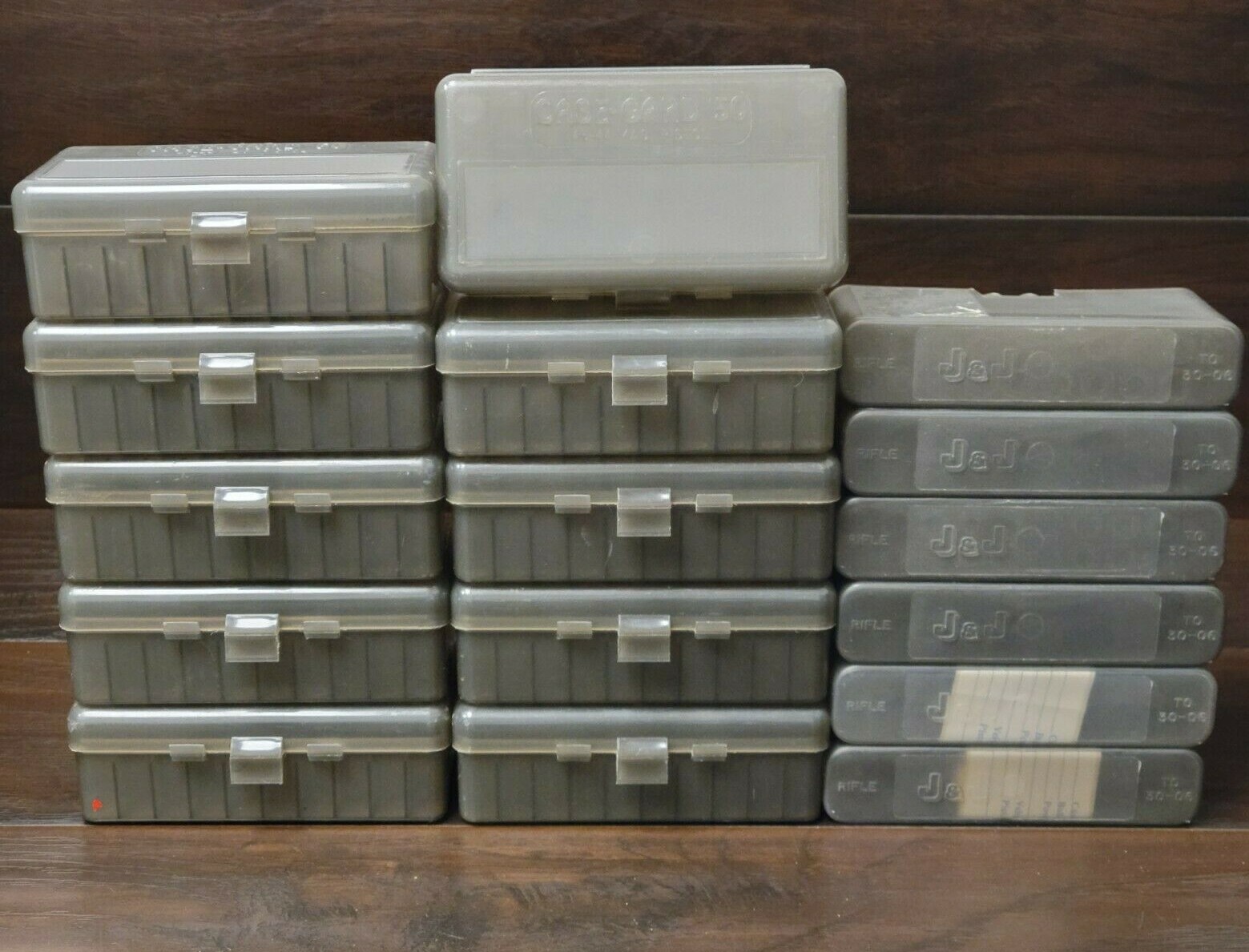 Lot of 16: MTM Case-Gard 50 .45-.44 Mag. Pistol Box & J&J Slip Top .30-06 R-S-20