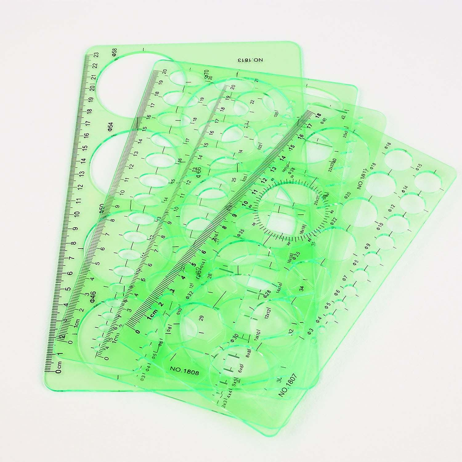 4 Pcs Drawing Template Drafting Stencil Ruler Circle and Oval Templates Plast...