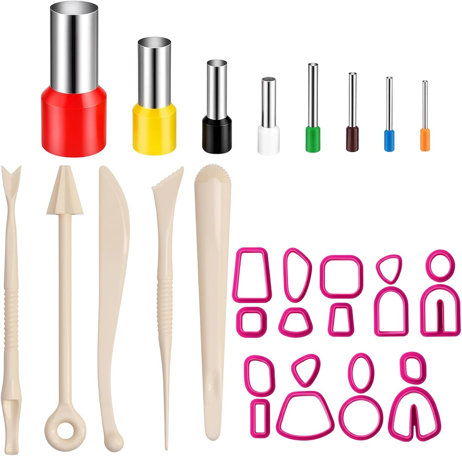31-Piece Clay Cutters Set, 8 round Cutters with 18 Rectangular Earring Molds and