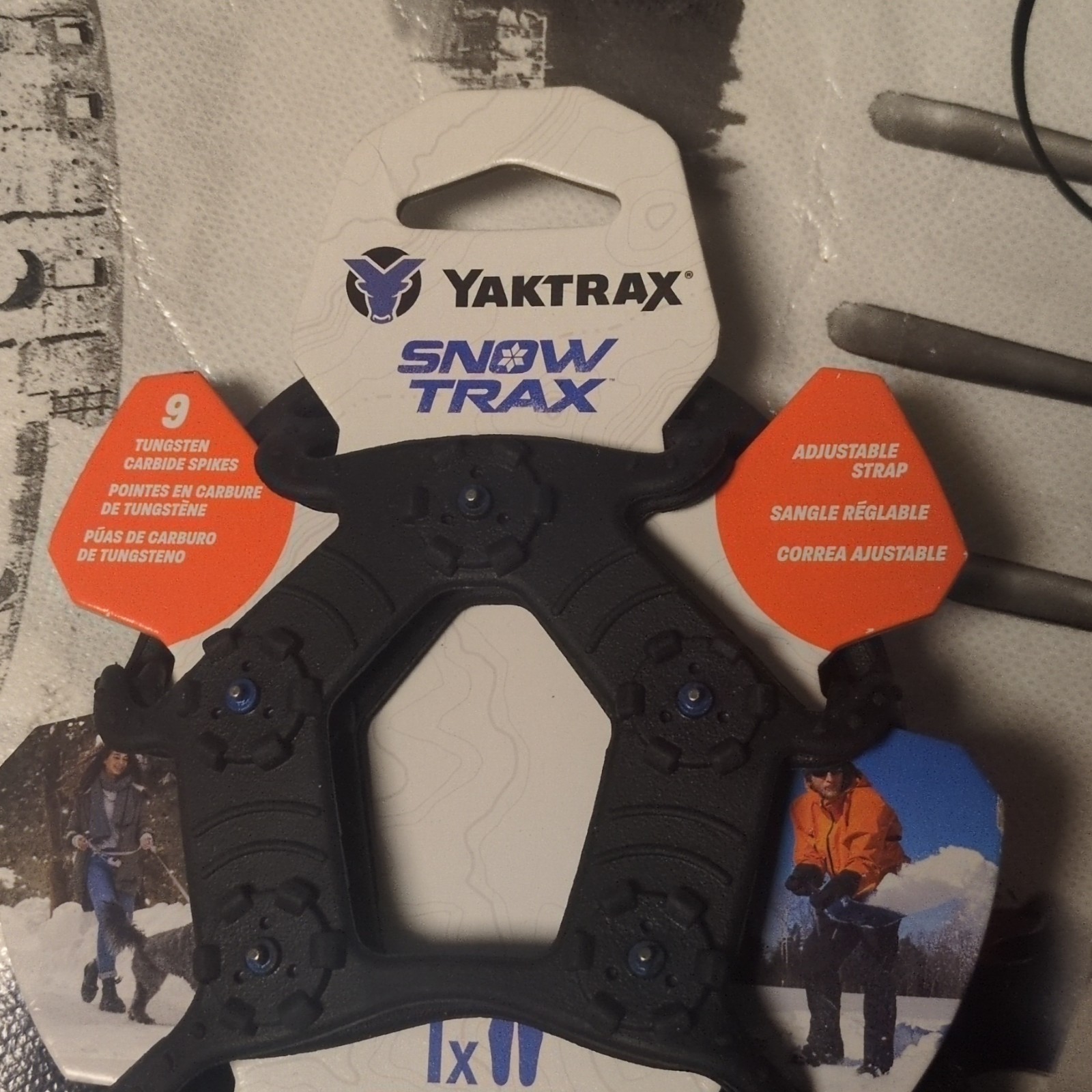 Yaktrax Snow Traction Device Black Adjustable Strap Tungsten Carbide Spikes