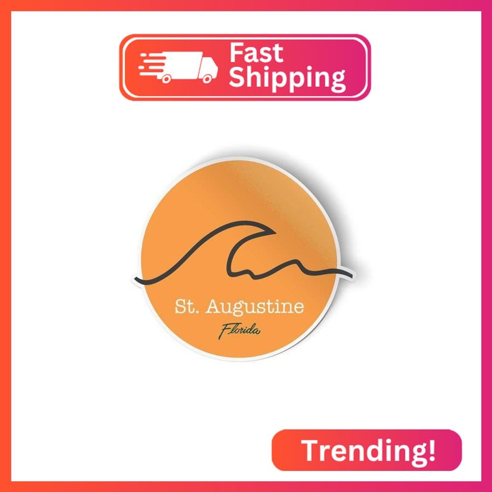 St. Augustine Florida Wave Vinyl Sticker Decal, 4 inch