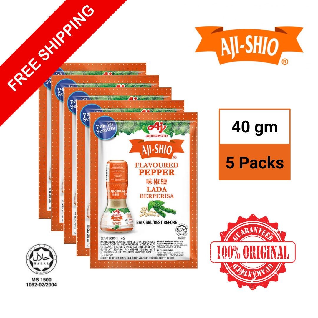 AJINOMOTO Aji-Shio White Pepper 40g x 5 Refill Pack Savory Seasoning Spice HALAL
