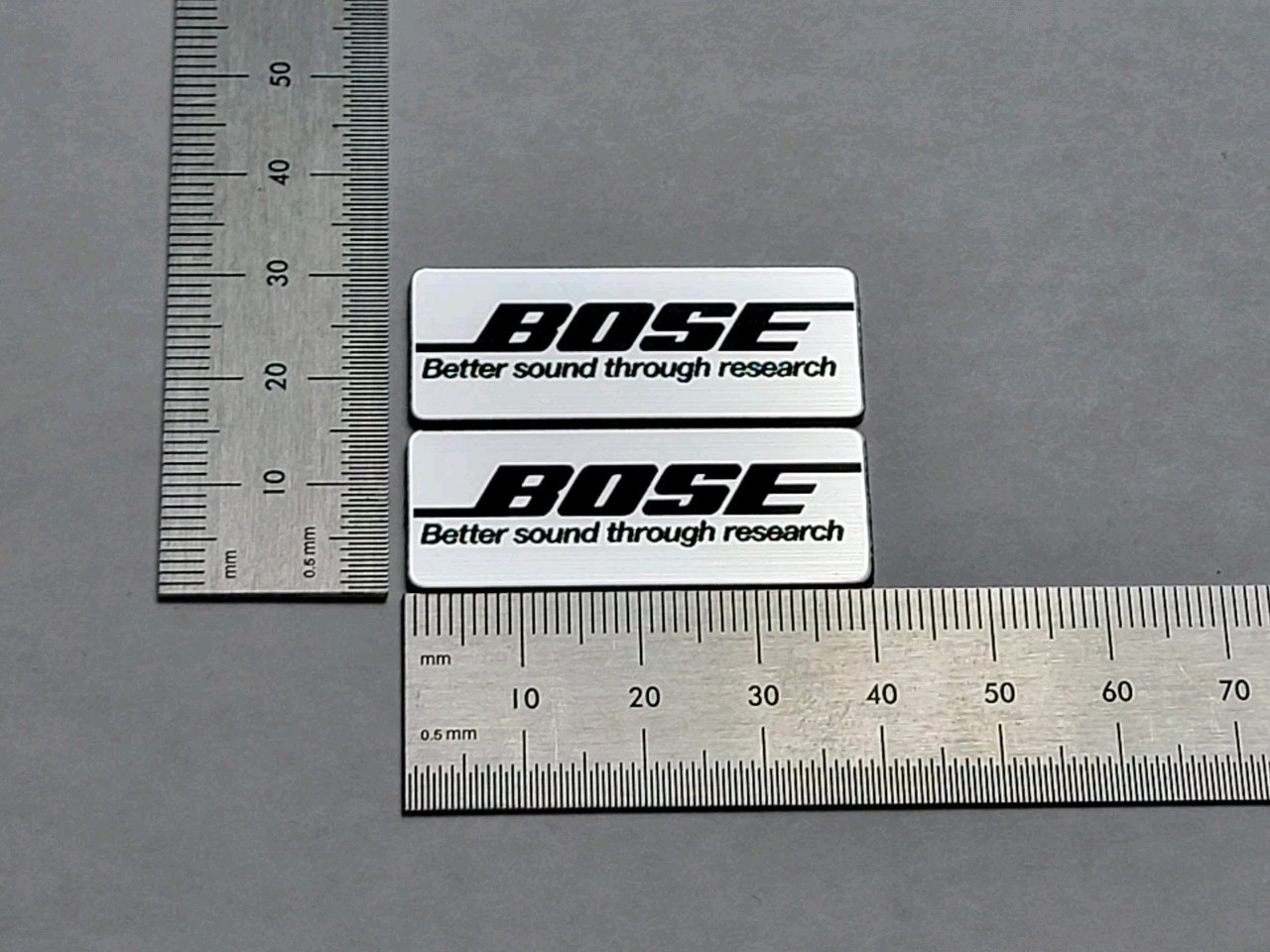 Bose Speaker And Equipment Badge Logo Emblem - Brushed Silver / Black