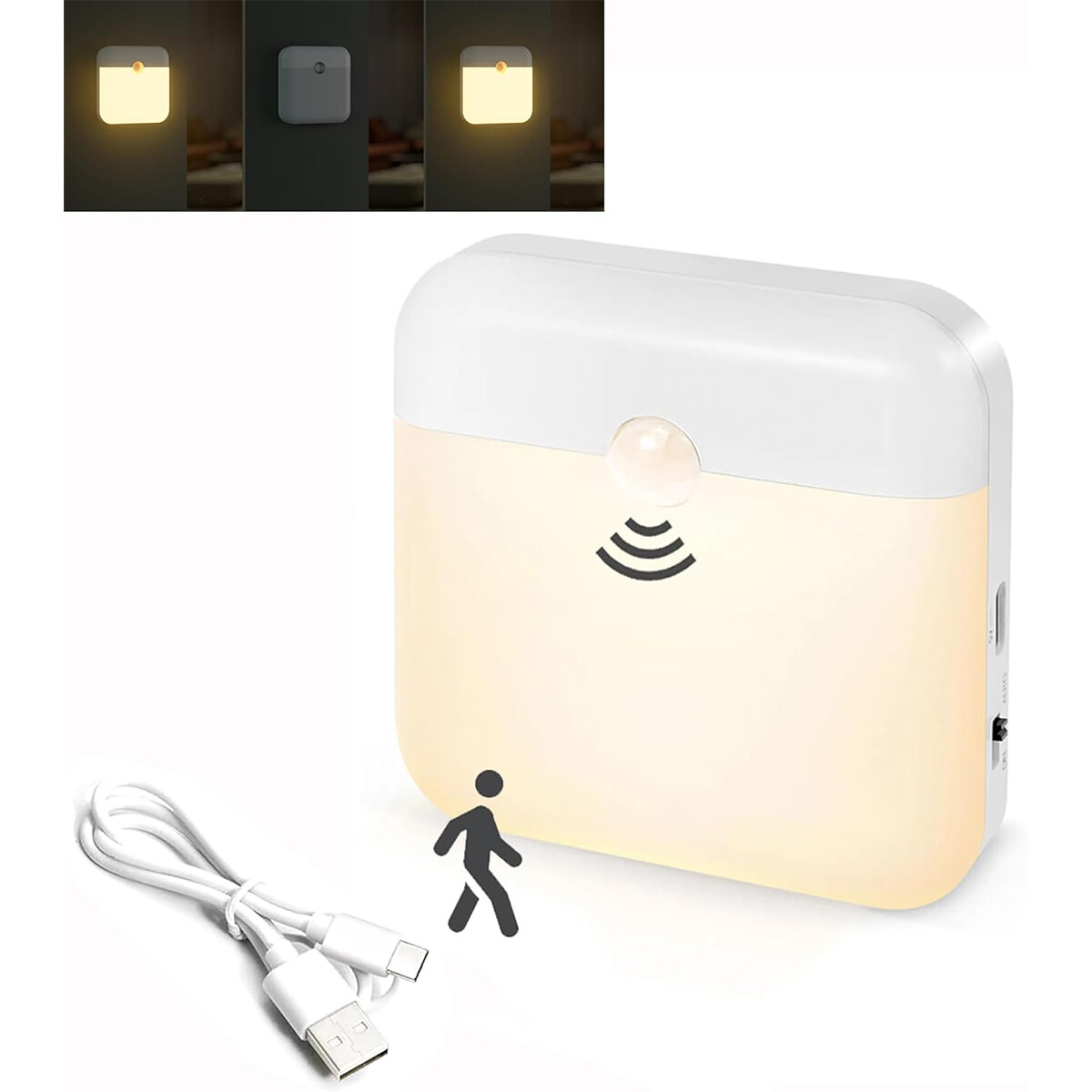 Motion Sensor Led Night Light Smart Magnetic Base Wireless Wall Square 2-colors