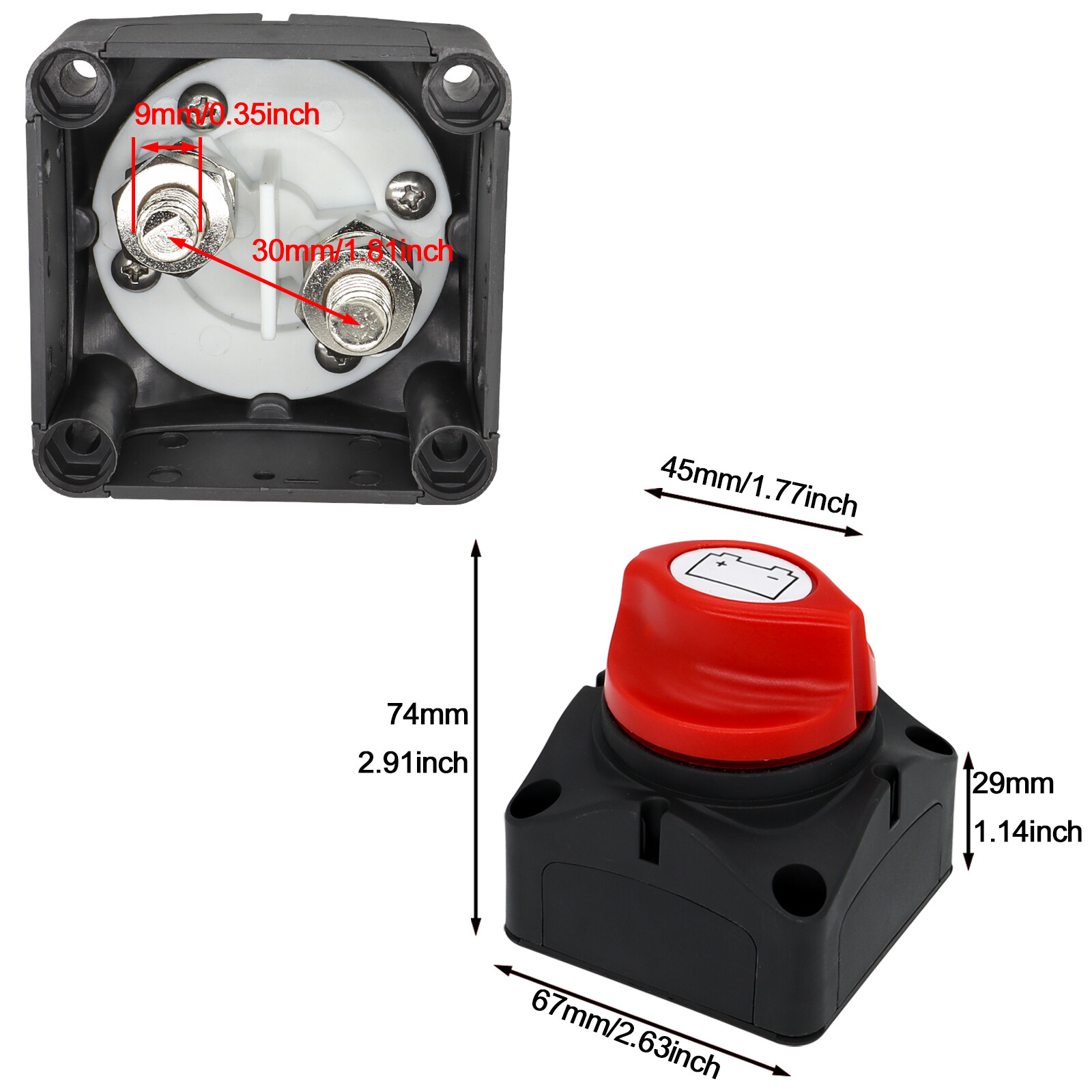 Master Battery Disconnect Switch 2 Post SPST Kill Cut-Off Nascar Marine ATV 12V