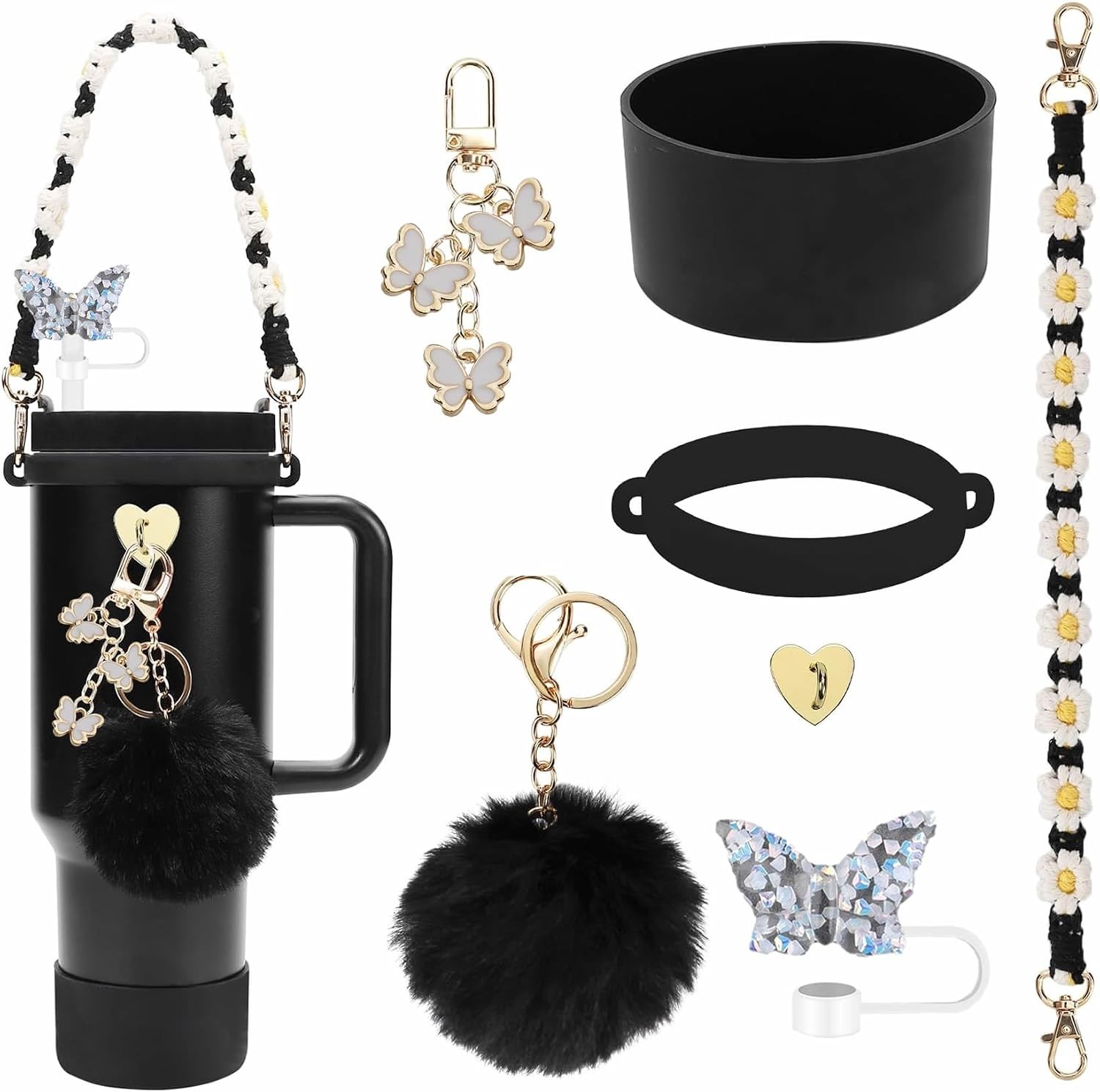 Accessories Set for Stanley Cup Boot Strap Butterfly | 7PCS set includes boot