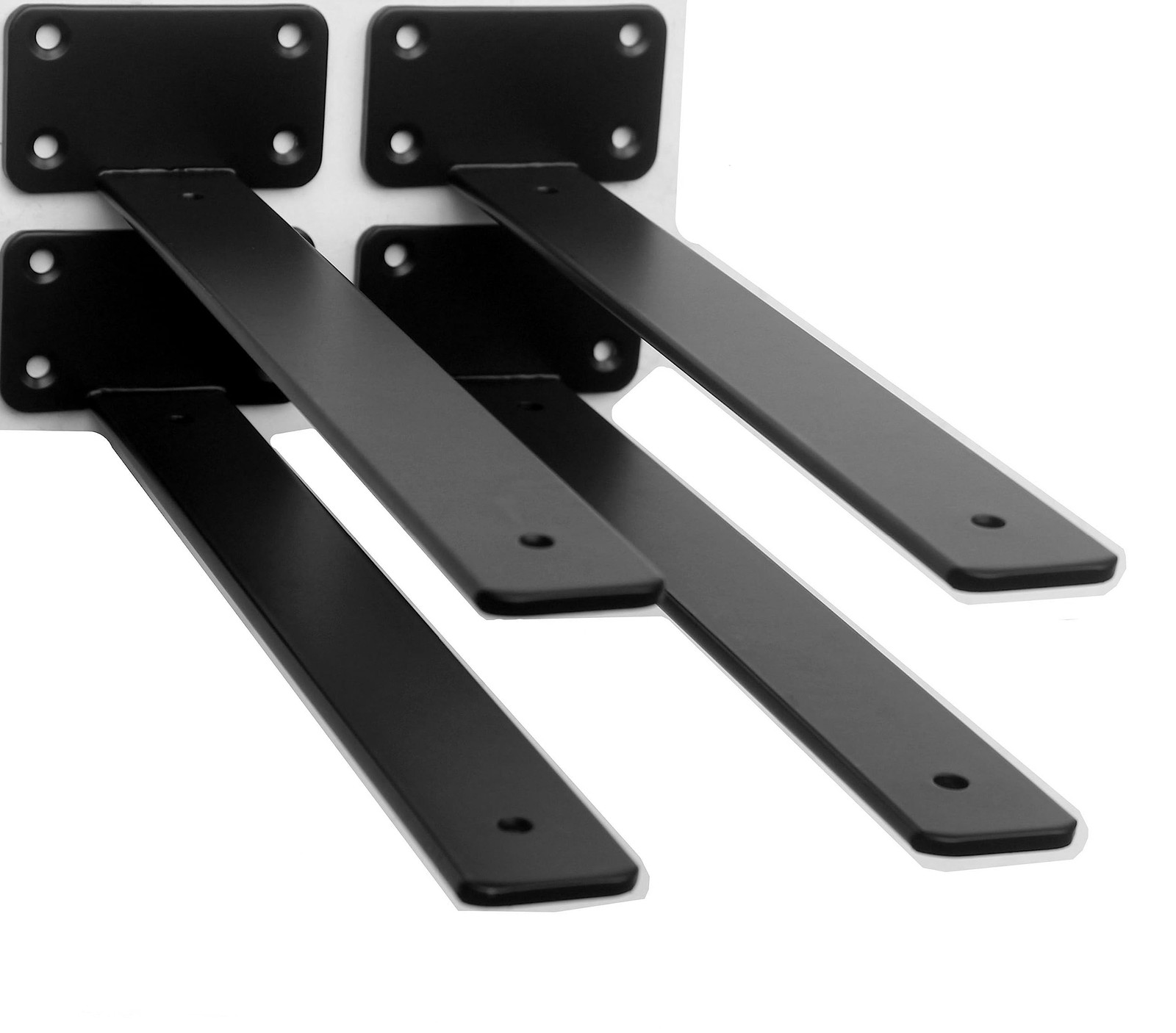 2 Pack-12 inch Black Hidden L Shelf Bracket (1/5 Thicked) Iron Brackets, Metal
