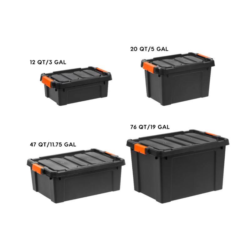 12 Gallon Plastic Storage Bins with Lids Latching Heavy Duty Containers