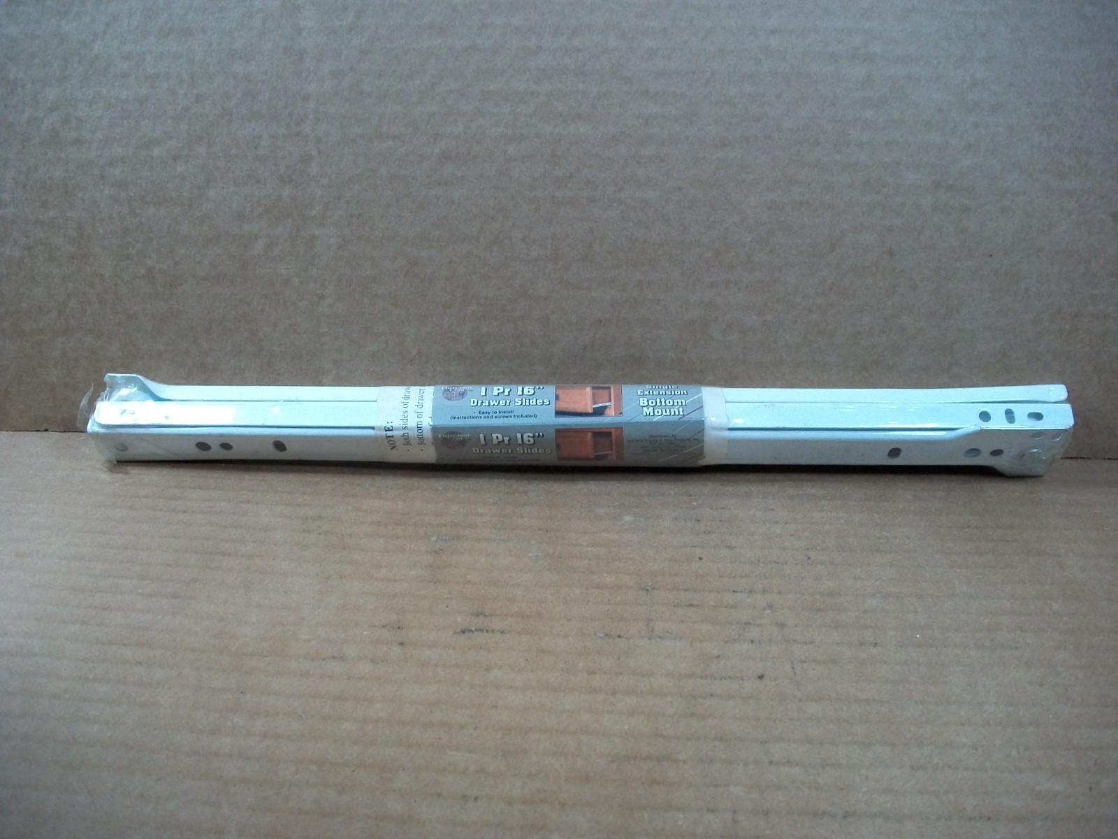 1 Pair Universal Craft ~ 16" Drawer Slides - White - Bottom Mount