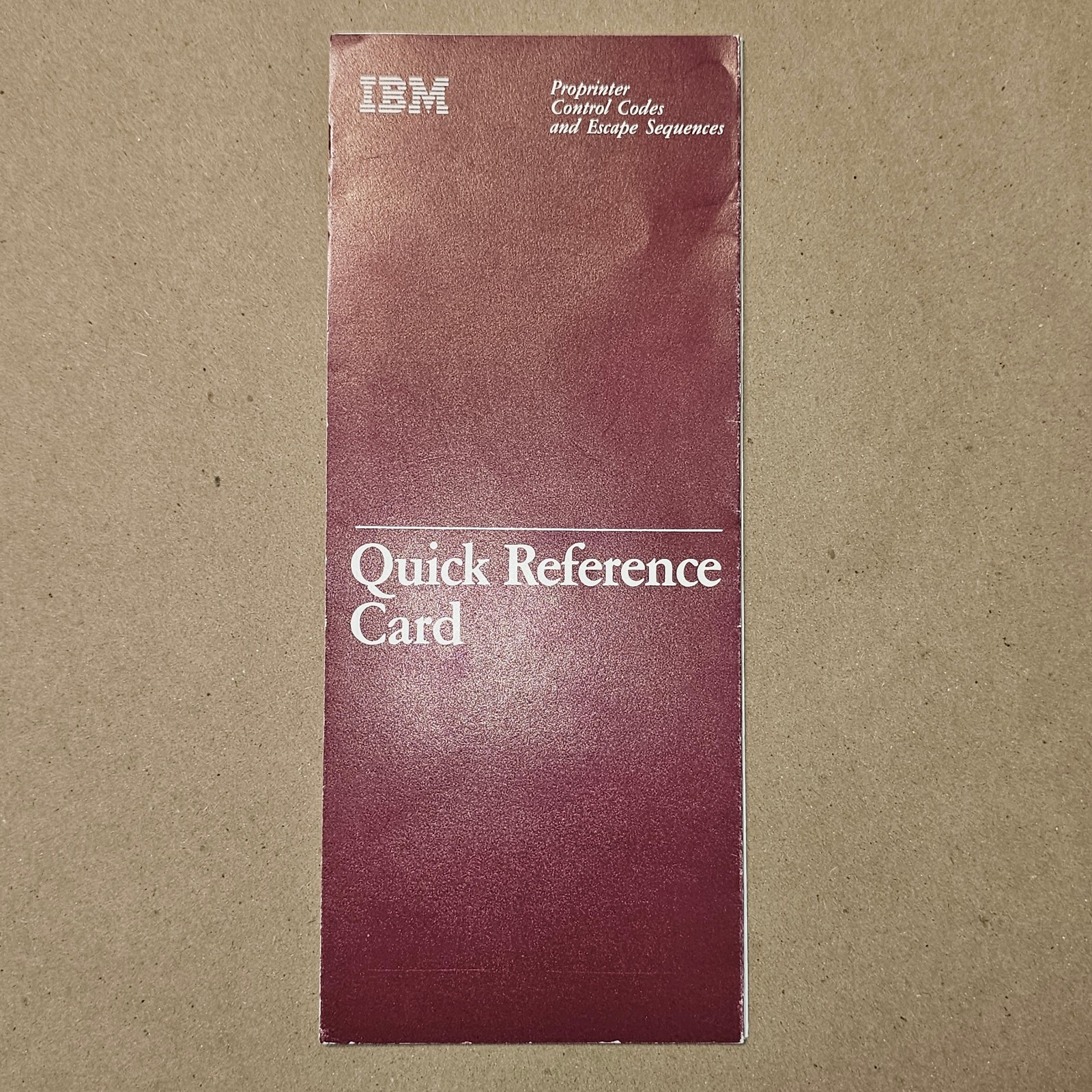 Vintage IBM ProPrinter Control Codes and Escape Sequence Quick Reference Card