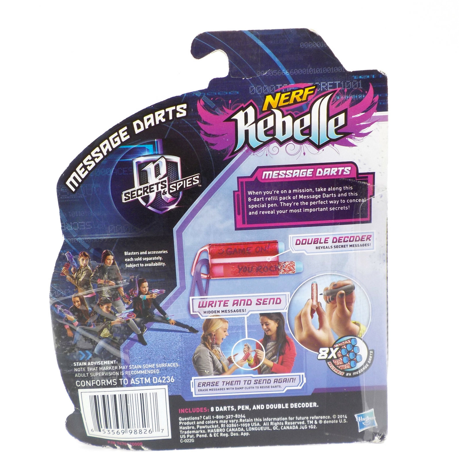 Nerf Rebelle Message Darts 8x, Write & Reuse, Hasbro Blaster Accessory (PKG DMG)