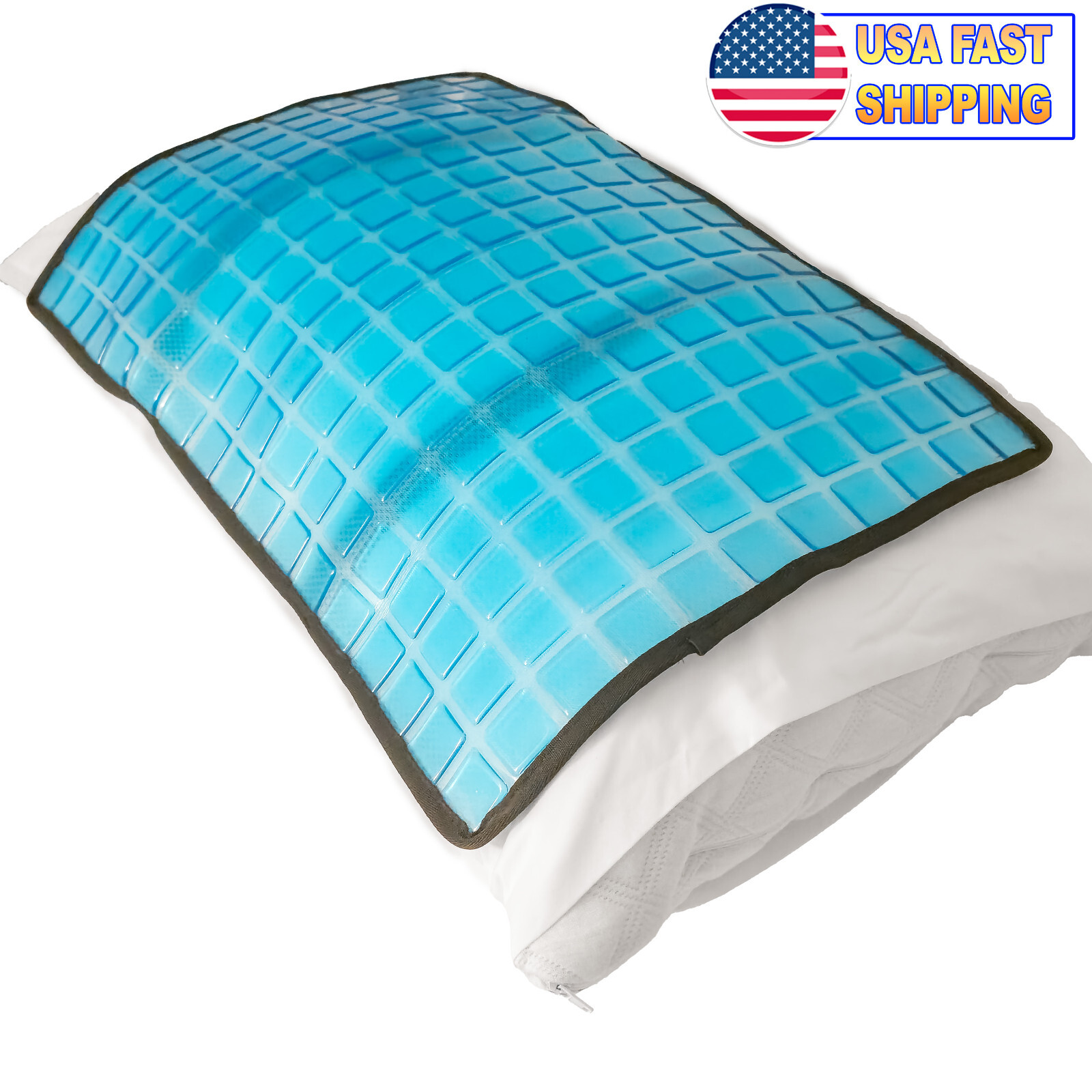 Cooling Gel Pillow Pad w Chill Gel Cells Cooling Mat For Hot Flashes, Dog & More