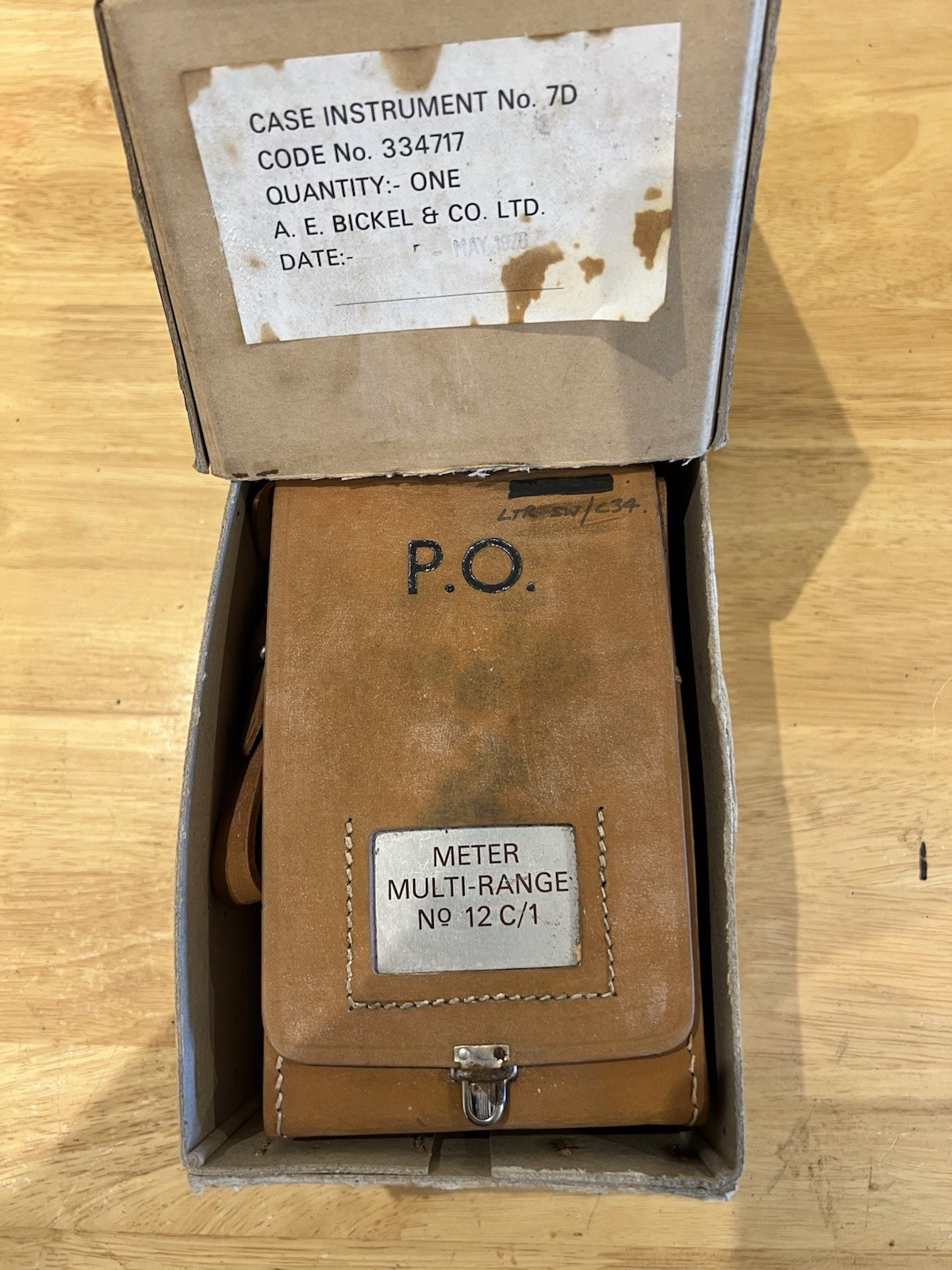 Vintage British Telecoms Multimeter No 12c/1 In Leather Carry Case dated 1976