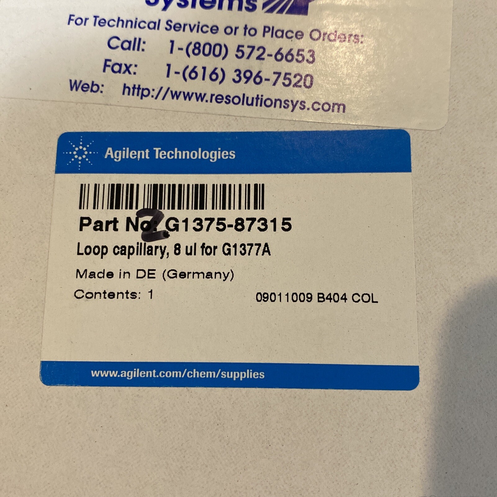 AGILENT Laboratory Autosampler 8µL Sample Loop Capillary Assembly G1375-87315