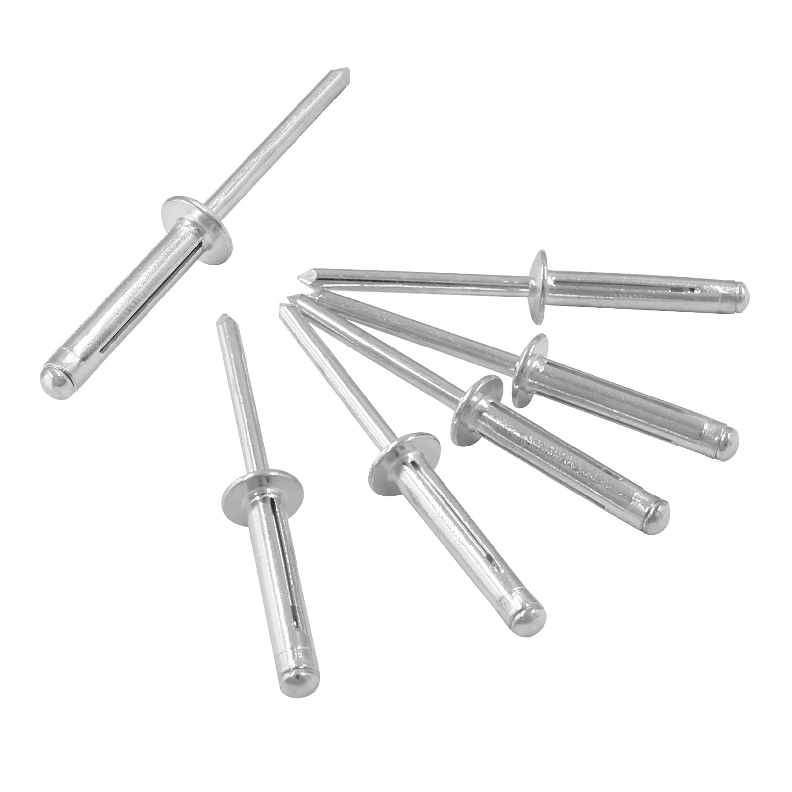Kyuionty 60 Pcs 3/16" x 1" Tri-Fold Exploding Pop Rivets, x 1", Silver