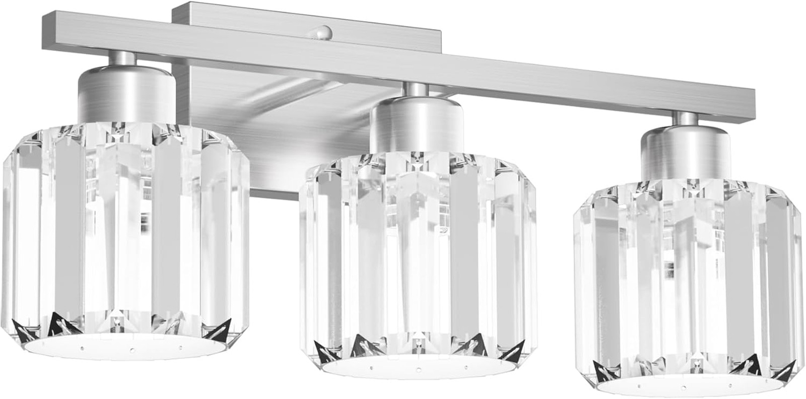 3-Light Bathroom Light Fixtures over Mirror, Brushed Nickel Crystal Wall Sconce