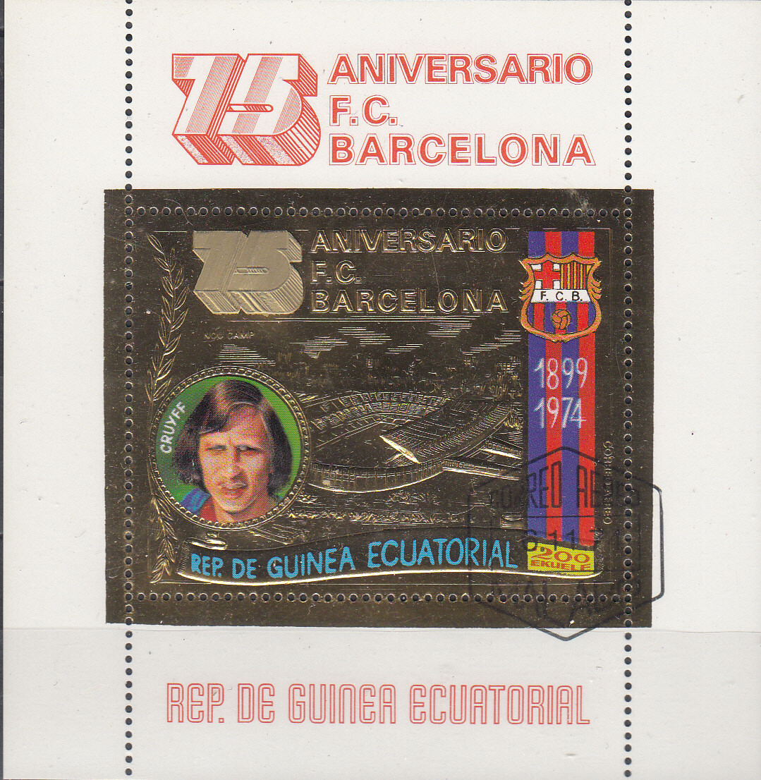 W EQUATORIAL GUINEA 0453-B1136A CTO BARCELONA FOOTBALL