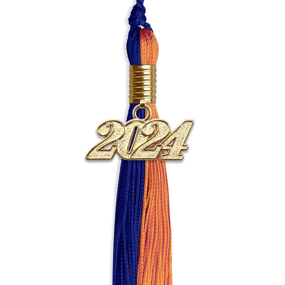 Endea Graduation Royal Blue/Orange Tassel With Gold Date Drop