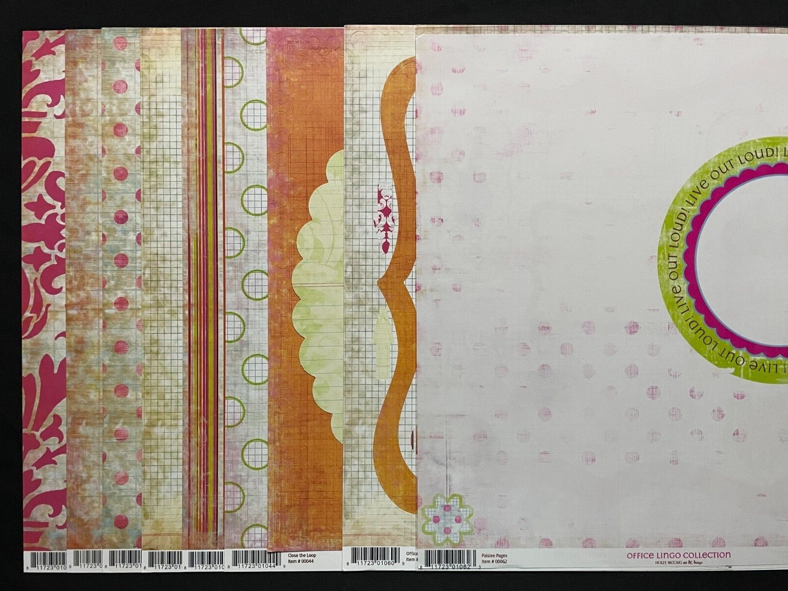 PINK PAISLEE "OFFICE LINGO" 12X12 SS PAPER, DIE CUTS, SHAPES AND TRANSPARENCY