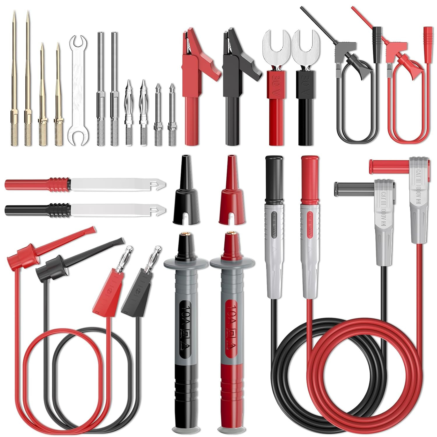 25PCS Silicone Multimeter Test Leads Kit w/Replaceable Wire Piercing Test Probes