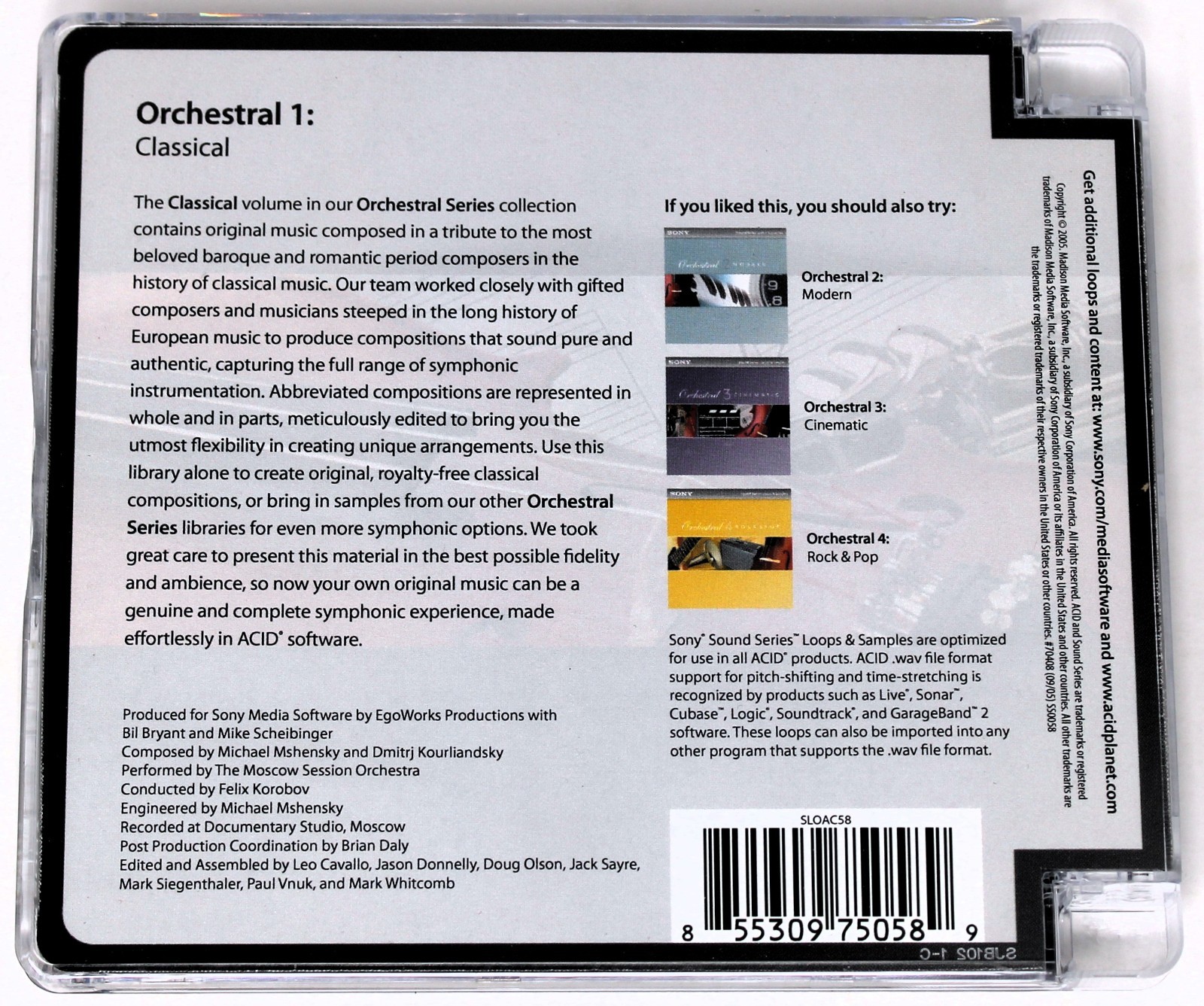 Sony Sound Series Orchestral 1 Classical Loops Sound/Sample Library/Sampling CD