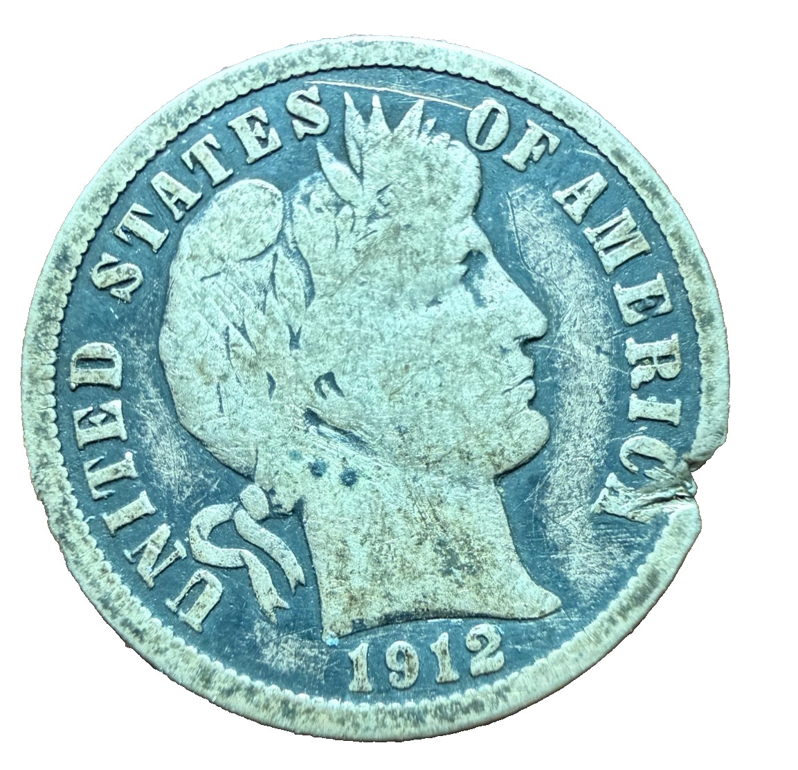1912-D Barber Silver Dime Very Good (VG) Denver Mint - See Rim Damage