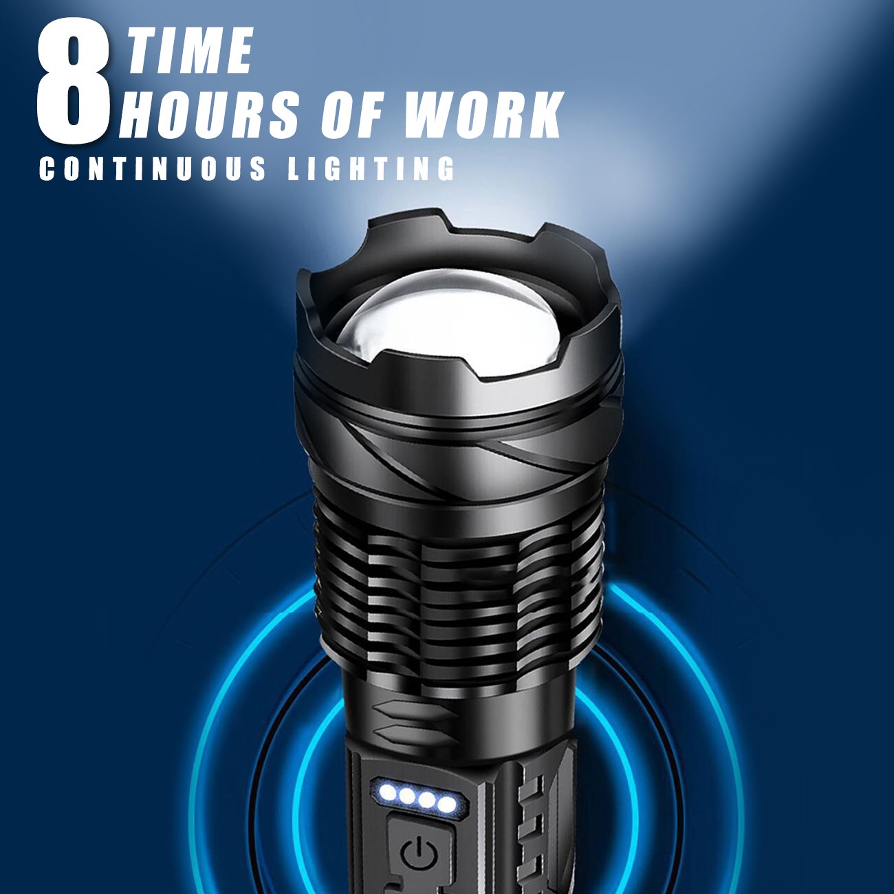 Rechargeable LED Flashlight Tactical Super Bright Torch Light 3 Lighting Color